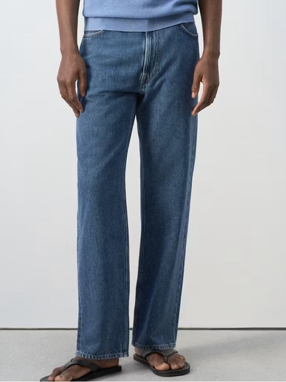 Mango Men's Straight-Leg Jeans in Medium Blue RELAXED-FIT 100% COTTON JEANS 9207